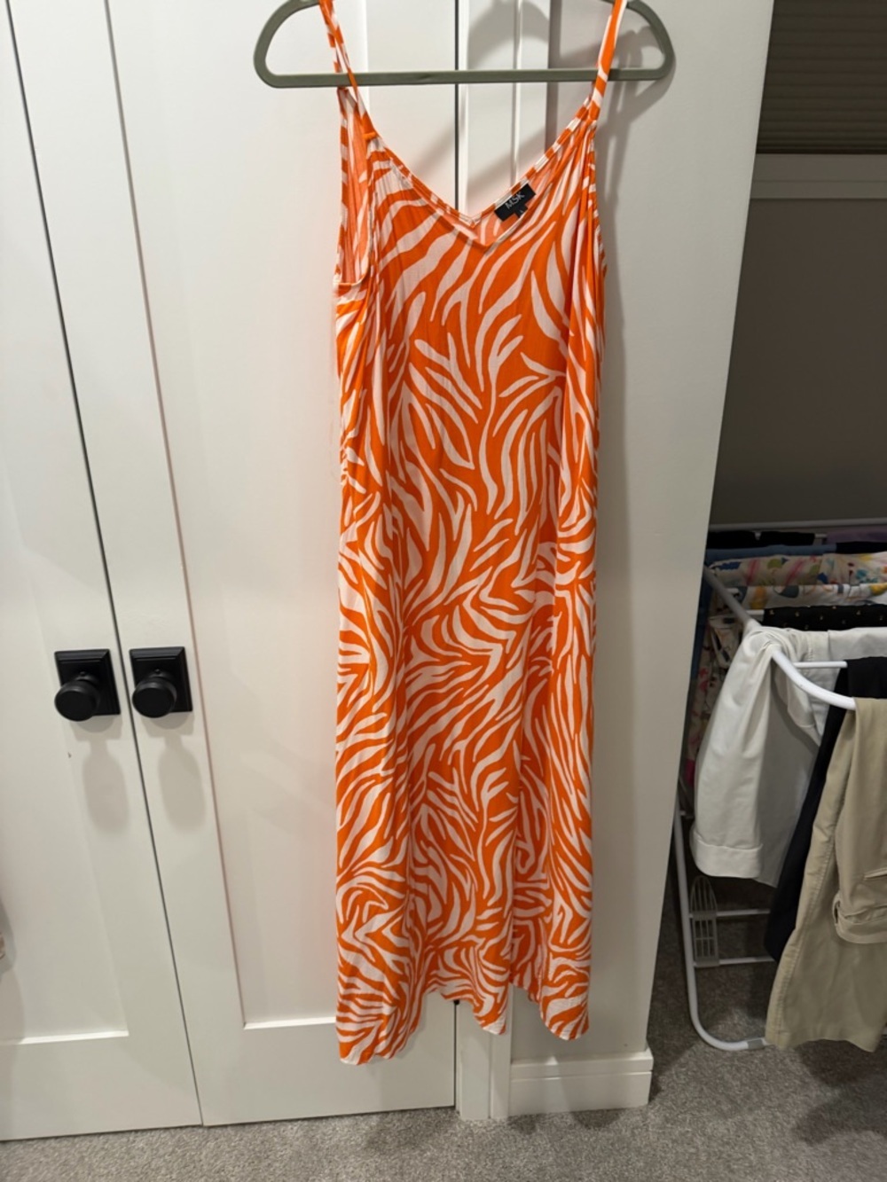 MSK Orange & White Zebra Maxi Dress Size Large